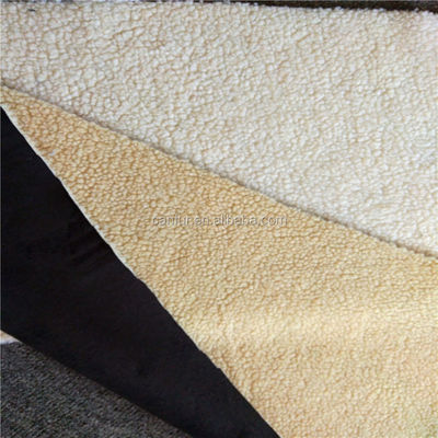 Tissu de suède Sherpa synthétique 100% polyester jaune clair pour les clients finaux