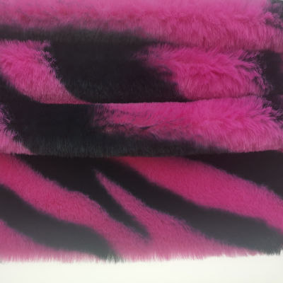 Tricot de 15 mm Tricoté 100% polyester très doux Zèbre rayé imprimé Faux Lapin fourrure Tissu