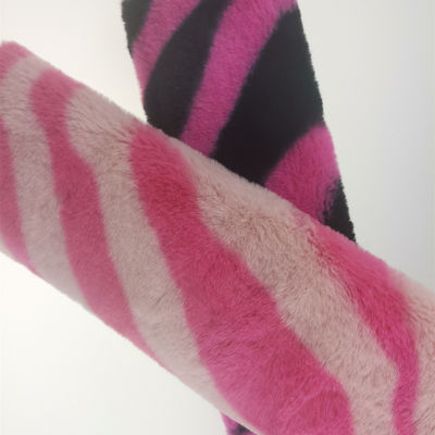 Tricot de 15 mm Tricoté 100% polyester très doux Zèbre rayé imprimé Faux Lapin fourrure Tissu