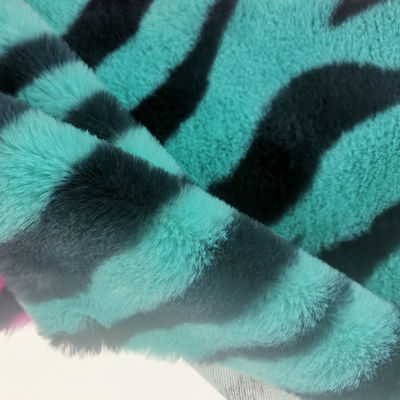 Tricot de 15 mm Tricoté 100% polyester très doux Zèbre rayé imprimé Faux Lapin fourrure Tissu