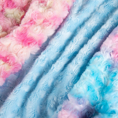 Tissus tricotés 58/60" largeur Impression colorée Tissu en peluche PV avec fourrure en peluche tourbillonnante