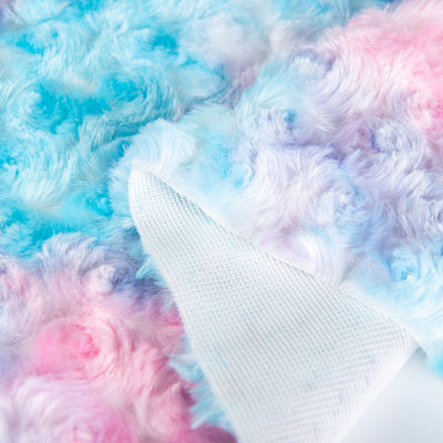 Tissus tricotés 58/60" largeur Impression colorée Tissu en peluche PV avec fourrure en peluche tourbillonnante