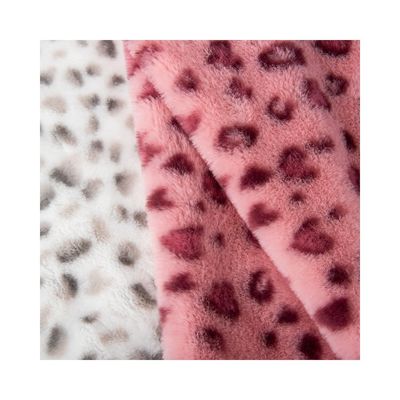 Couverture de poils de lapin 100% polyester Sherpa multi-couleur imprimé léopard pour vêtements d'hiver