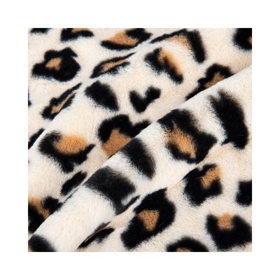 100% polyester super doux imprimé de fourrure de lièvre de lapin Fabrique de fourrure fausse pour la confection de vêtements